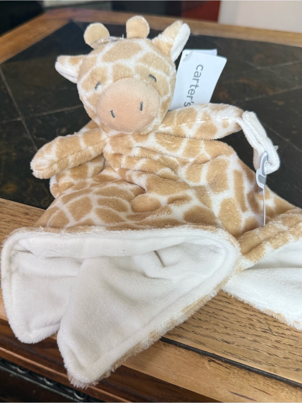 Carter's Tan & Cream Giraffe Plush Lovey Blankie